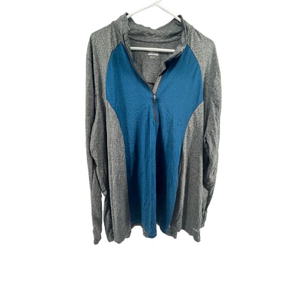 BCG Gray Blue Color Block Quarter Zip Pullover Sweatshirt Women's Size 3X - Picture 1 of 5
